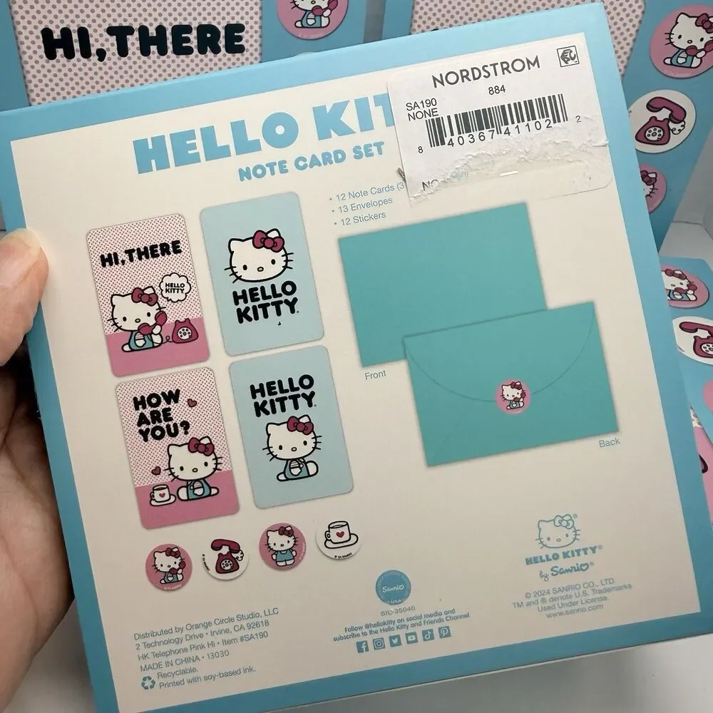 Hello Kitty 2 Pack Of 12 Bundle Note Card Set 25 Total Hi There Note Cards New